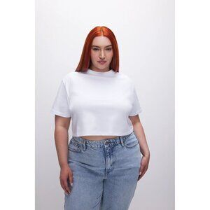 Good American Cotton White Heritage Cropped T-Shirt NWT  GT0276V Women's 5XL(8)